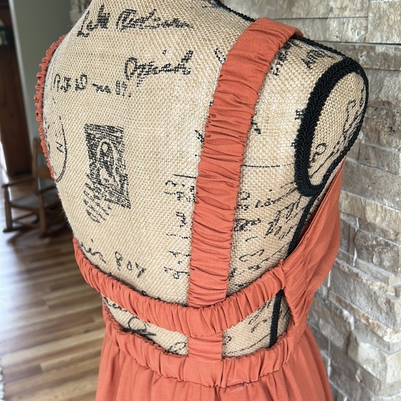 Shein burnt orange A-line back cut out boho sleeveless dress - Picture 10 of 15